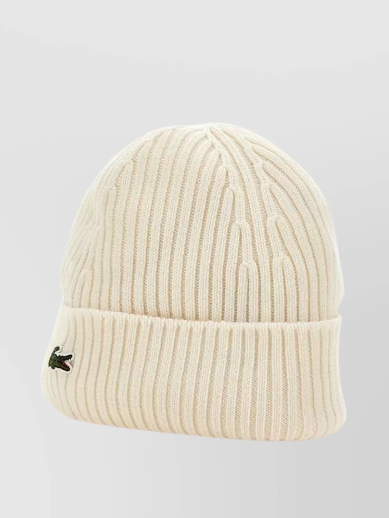 Lacoste Ribbed Wool Cap Folded Cuff
