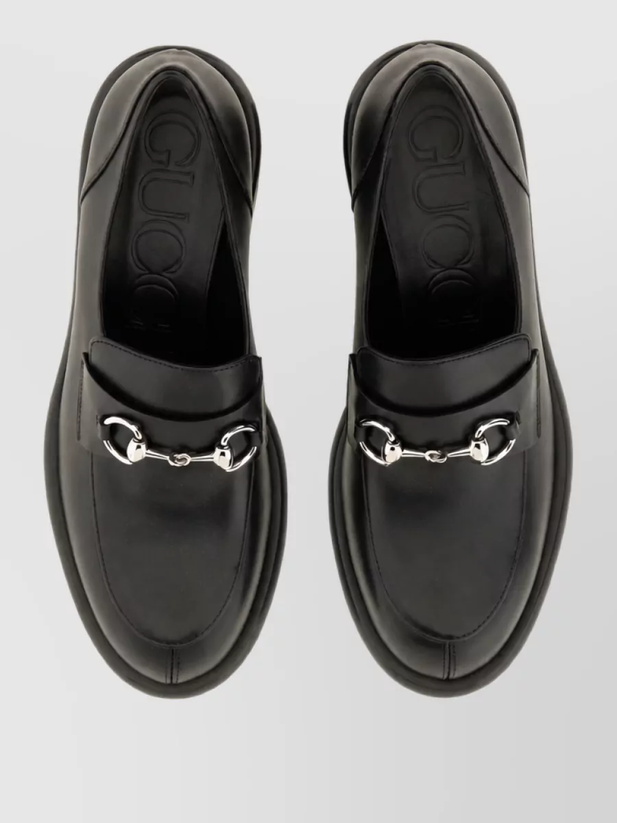 Gucci Moccasin Chain Detail Block Heel Shoe