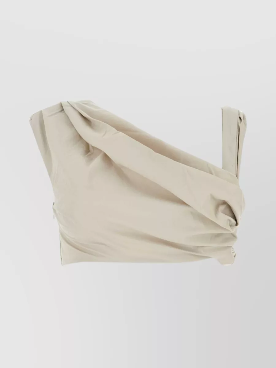Shop Entire Studios Nylon Mache One-shoulder Draped Top In Cream