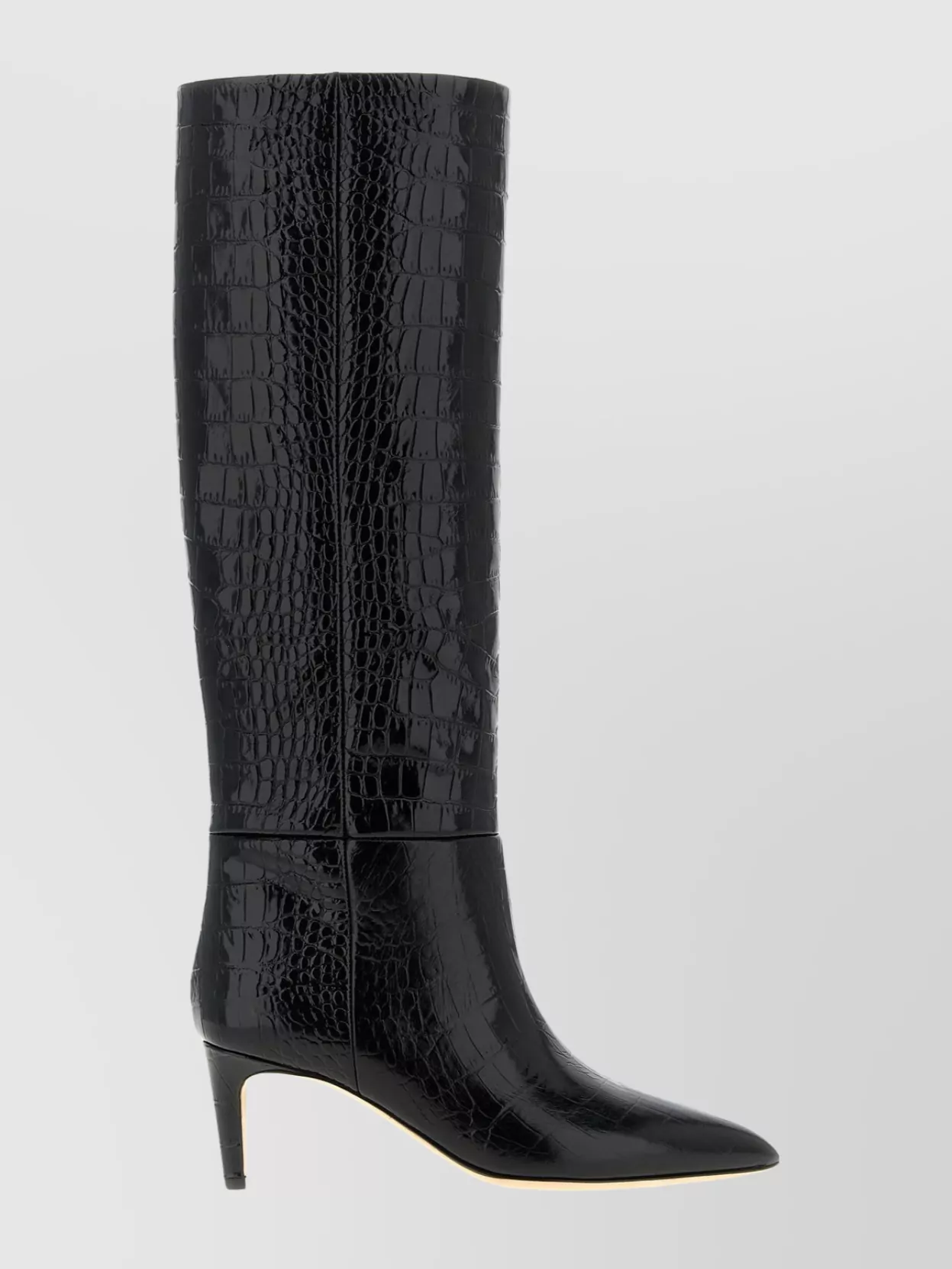 Paris Texas Knee Length Stiletto Boots With Crocodile Texture