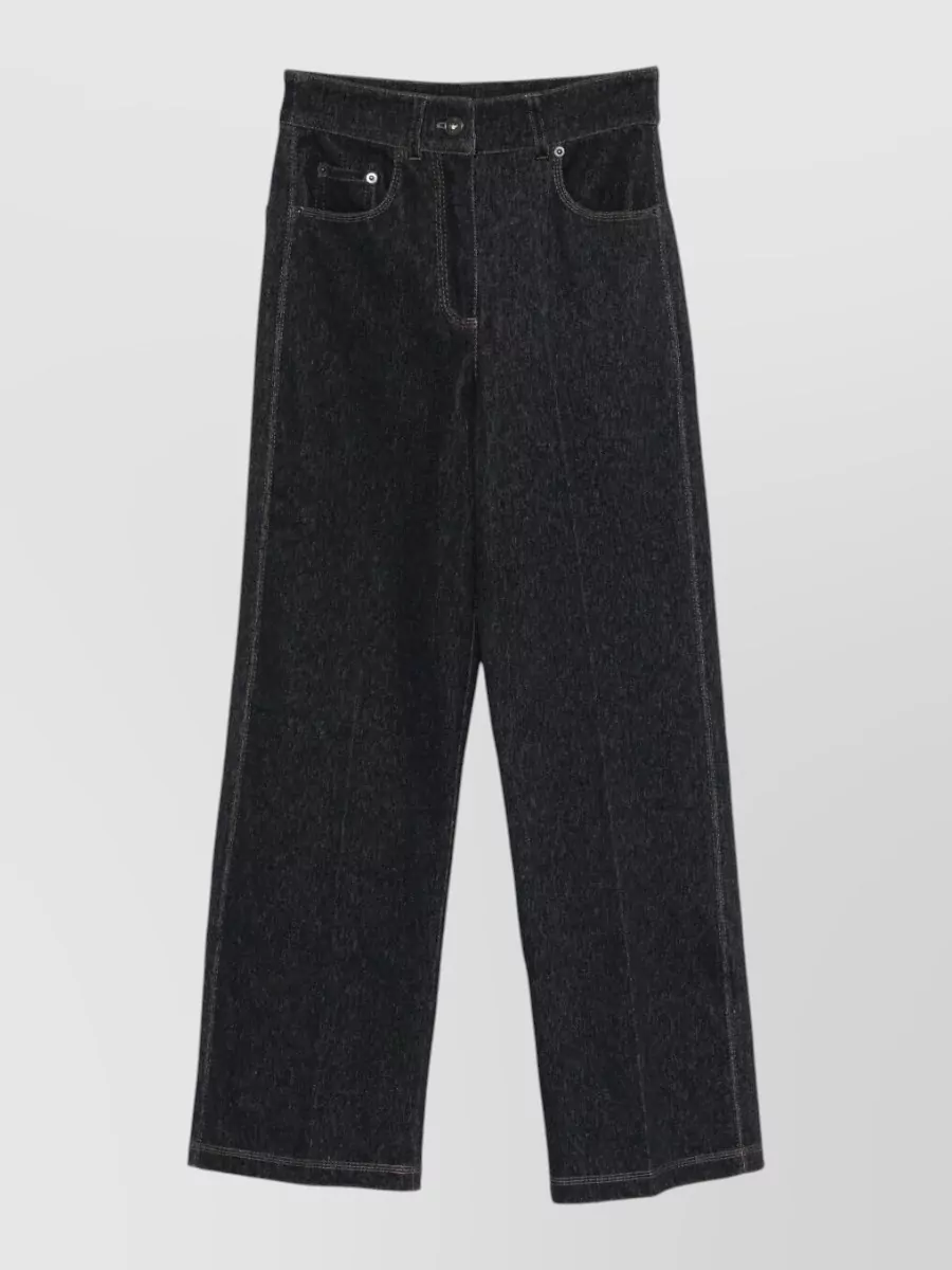 Max Mara denim-effect cropped straight-leg trousers