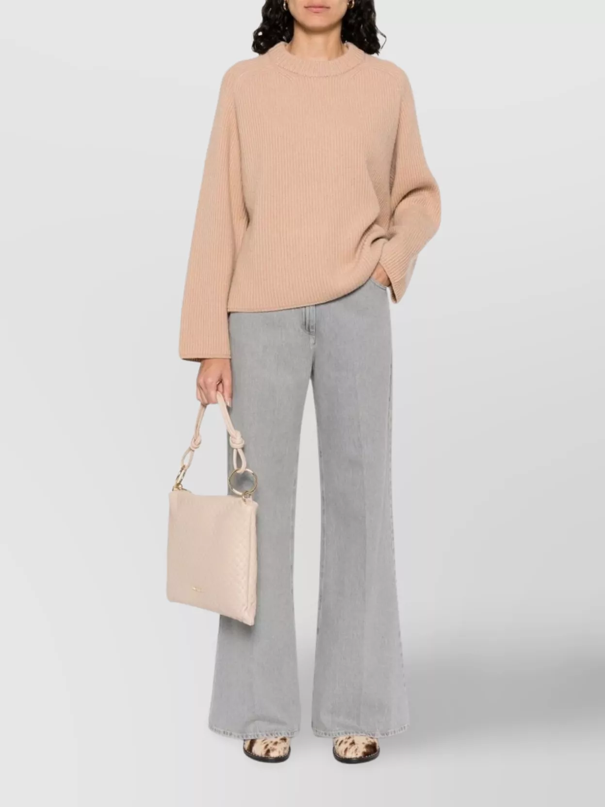 Forte Forte Wide-leg Denim Trousers Five Pockets In Gray