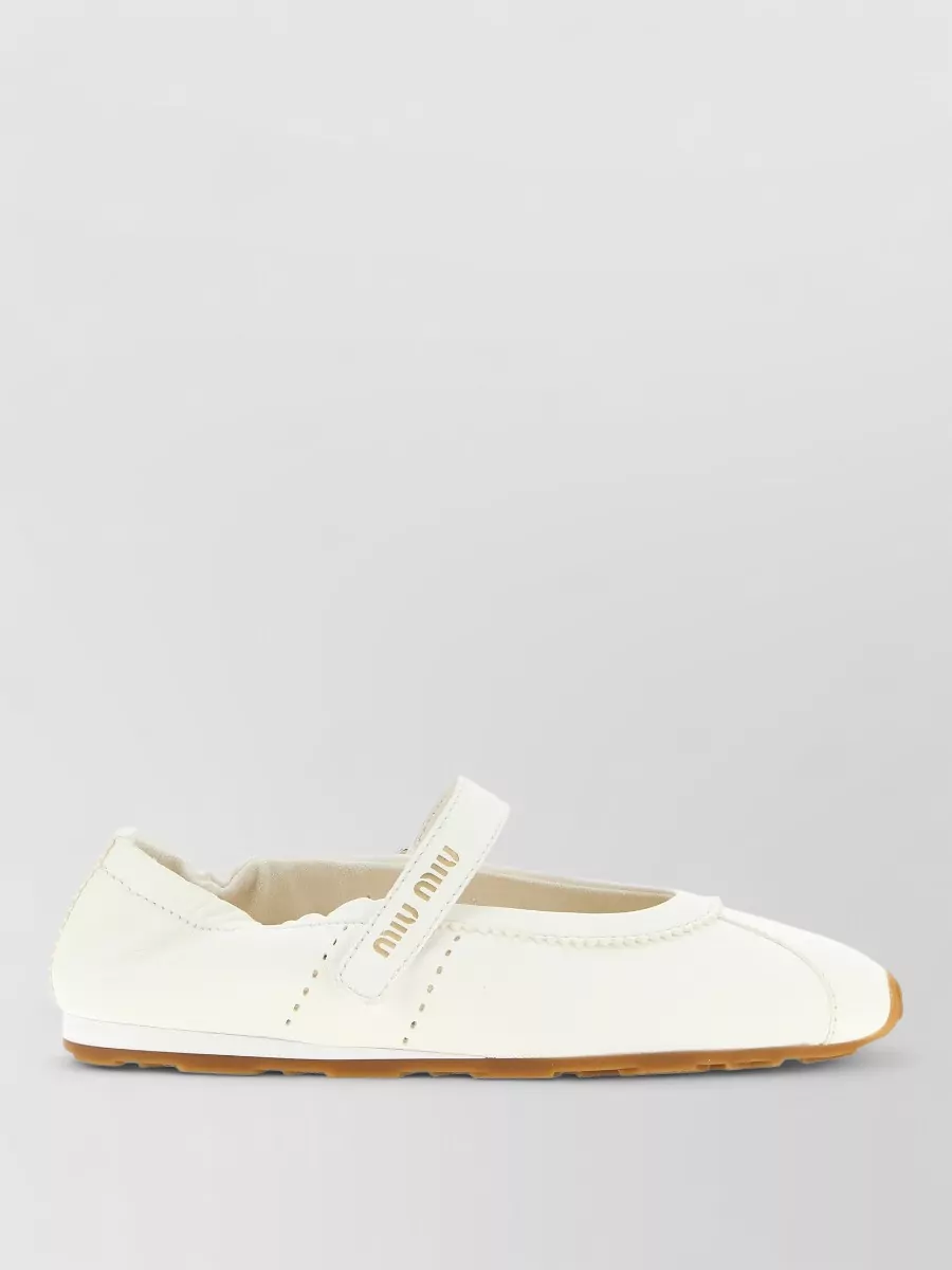 Miu Miu Leather Plume Ballerina Shoes