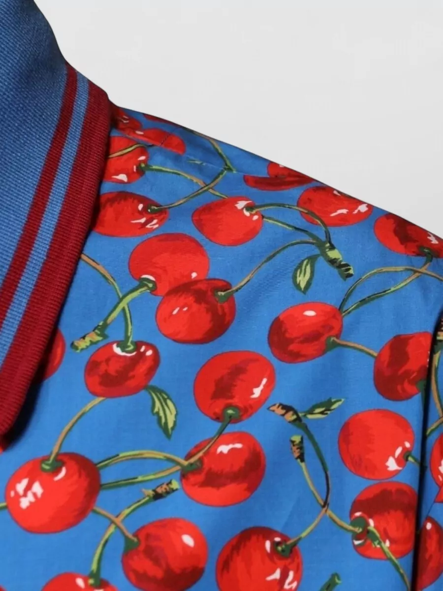 Dolce&Gabbana Cotton Cherry-Print Short-Sleeve Polo Shirt