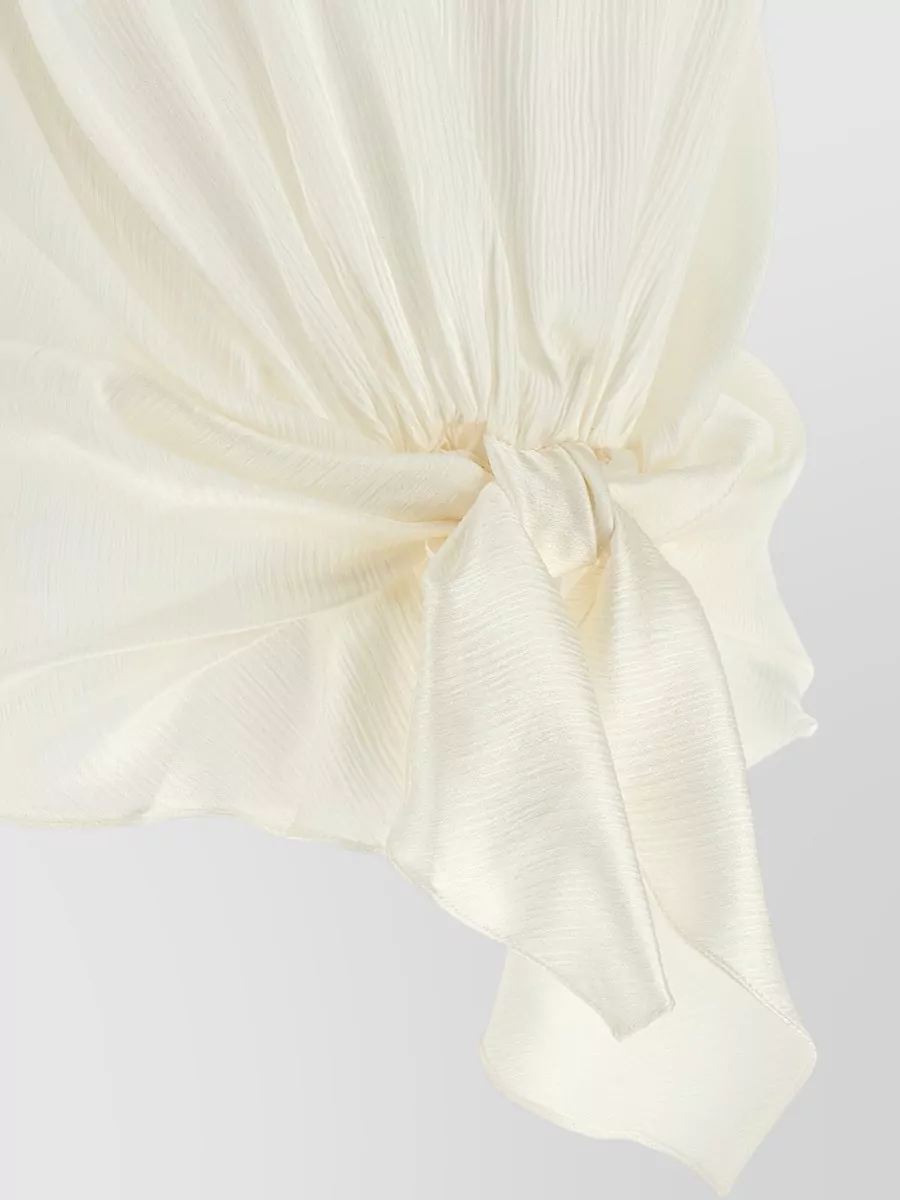 Jw Anderson Silk Crinkled Sleeveless V-Neck Front Knot Top