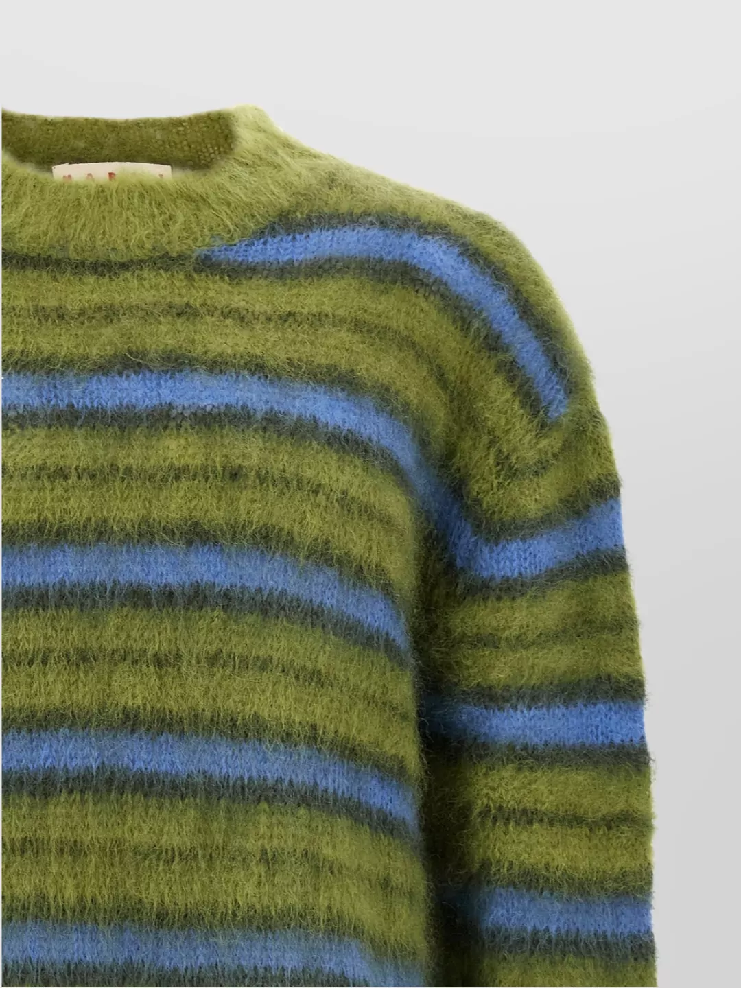 Marni Crew Neck Fuzzy Striped Sweater