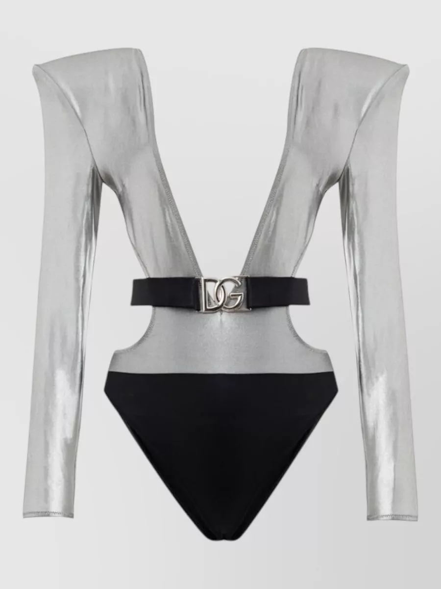 Dolce&Gabbana viscose long sleeve belted swimsuit