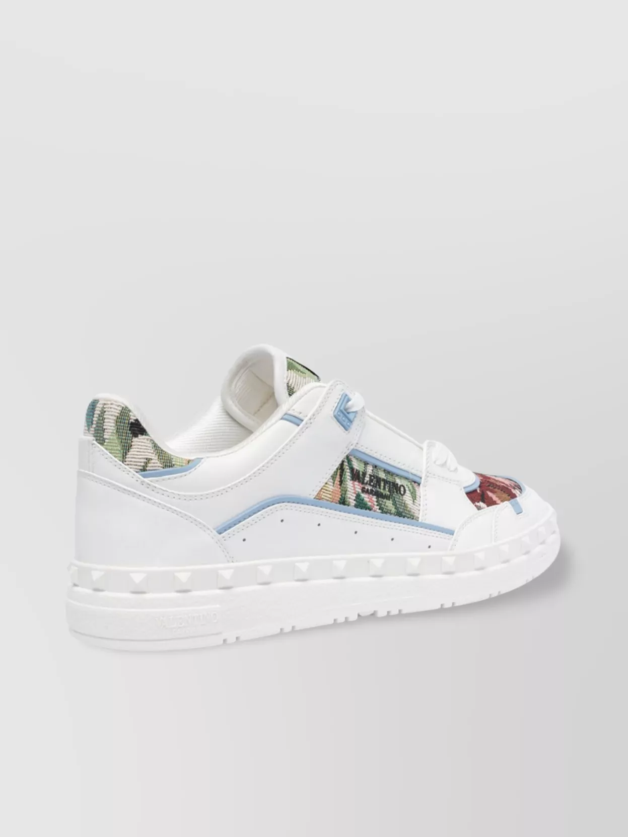 Shop Valentino Low Top Leather Studded Sneakers