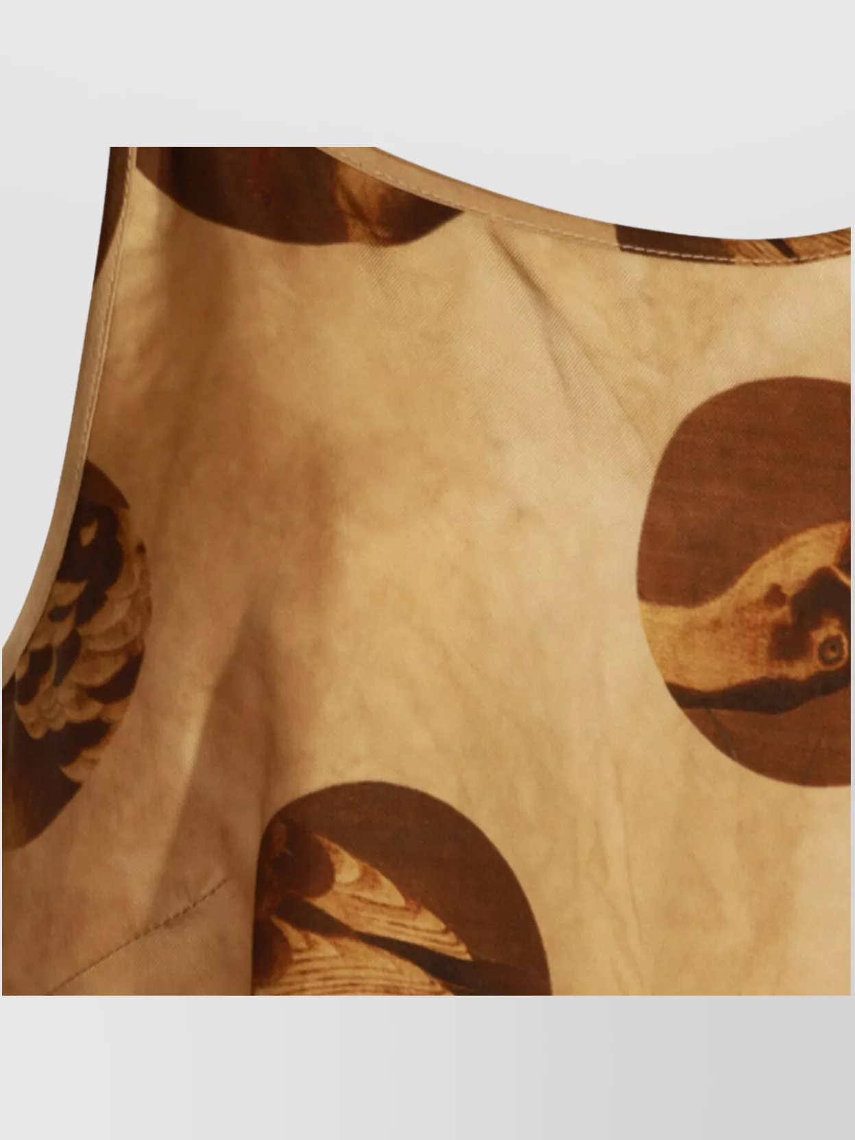 Uma Wang Anaya Brown Sleeveless Dress With Round Neck And All-over Motif In Viscose Blend Woman In Neutral