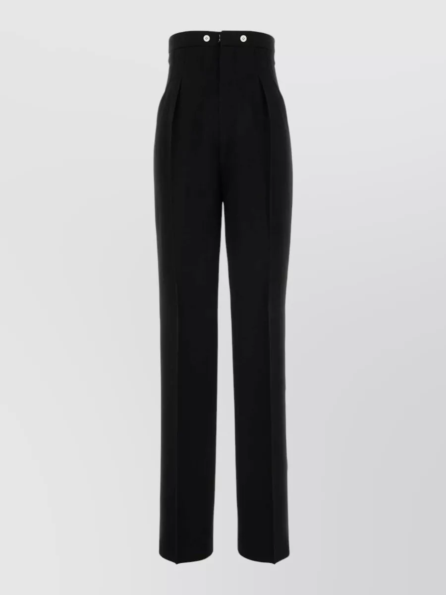 Maison Margiela High-waisted Straight Leg Wool Trousers In Black