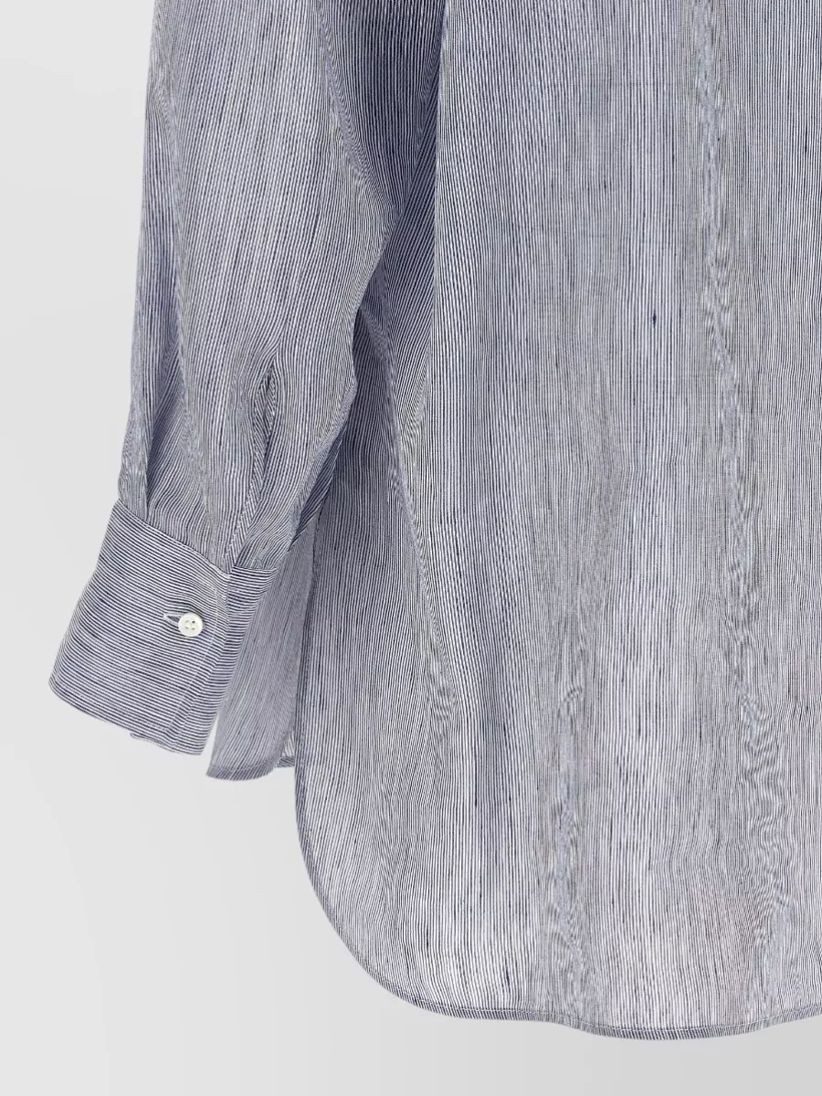 Brunello Cucinelli Linen Silk Hooded Striped Shirt