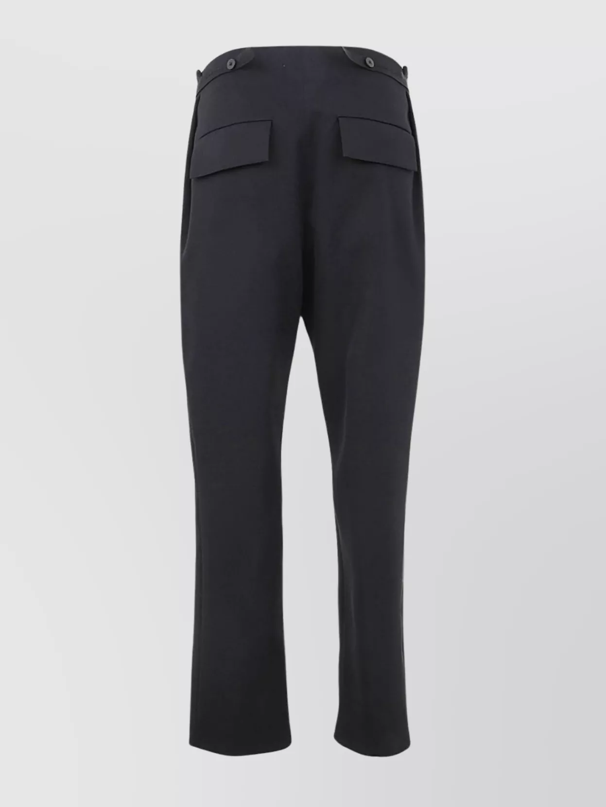 Sapio Loose Fit Wool Trousers With Flap Pockets In Blue