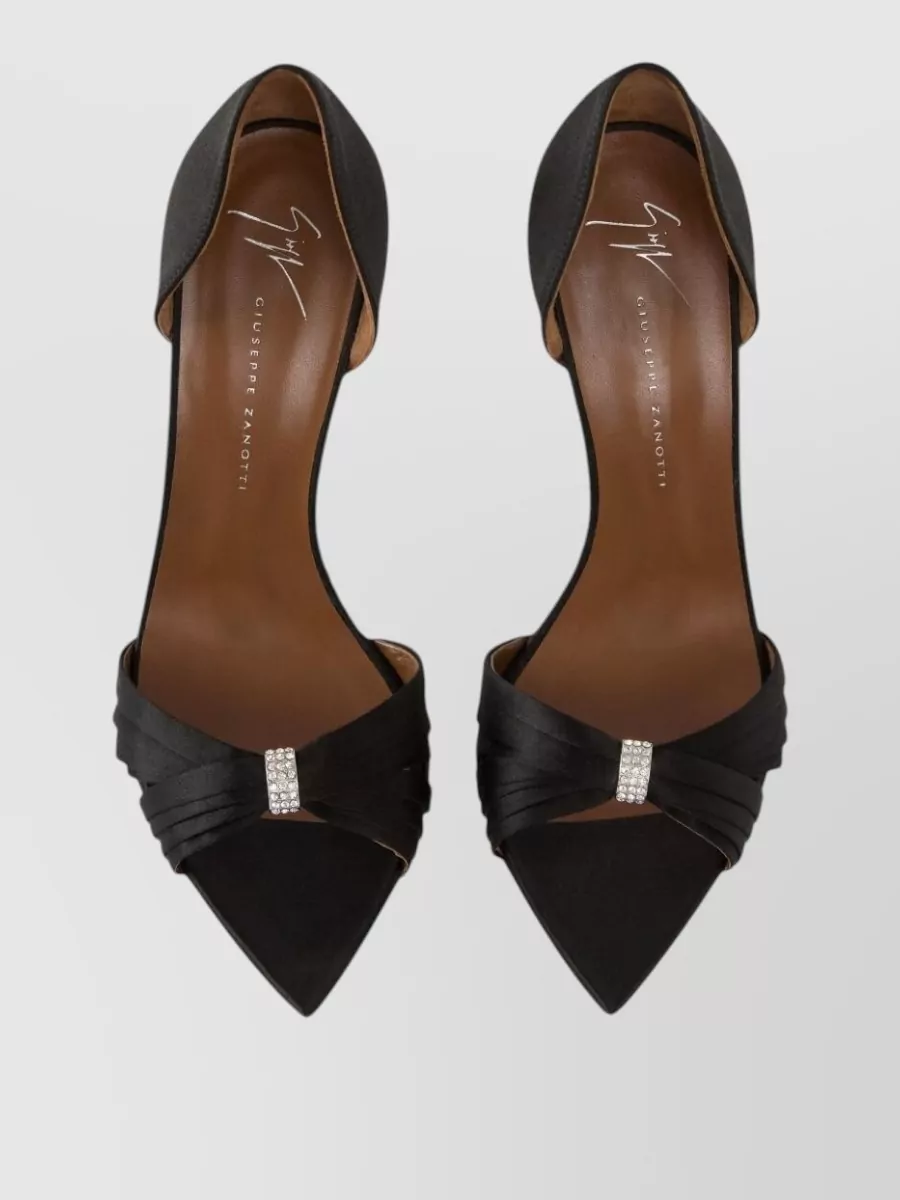 Giuseppe Zanotti Satin Crystal Embellished Mule Sandals