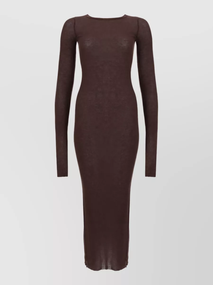 Rick Owens Silk Blend Long-Sleeve Midi Dress