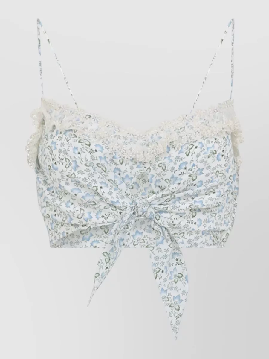 Ermanno Scervino Top Bow Detail Floral Pattern Lace