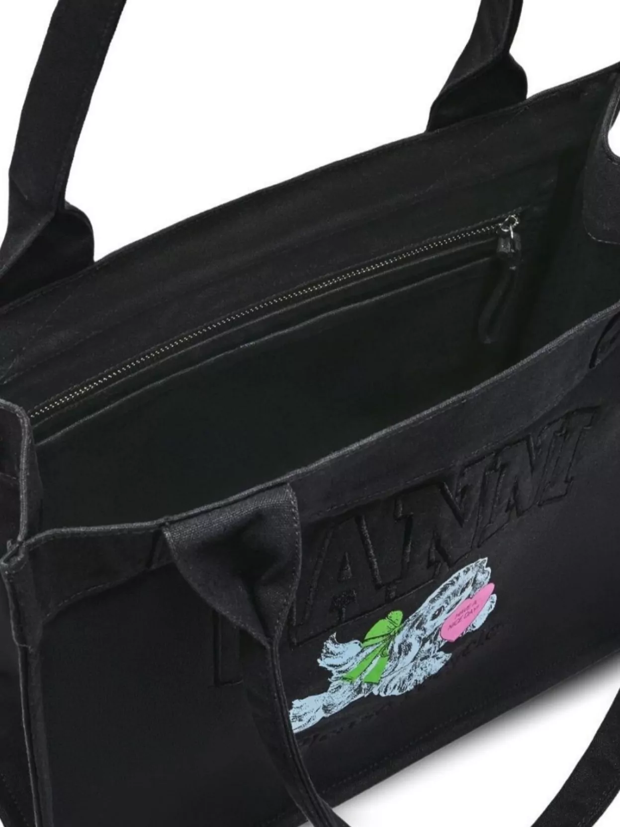 Ganni Large Tote Bag With Embroidered Dog Design