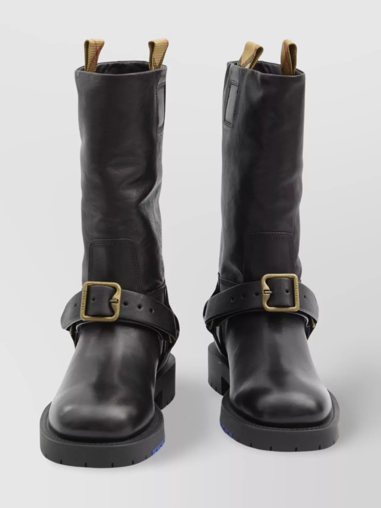 Burberry Calf Leather Equestrian Lug Sole Boots