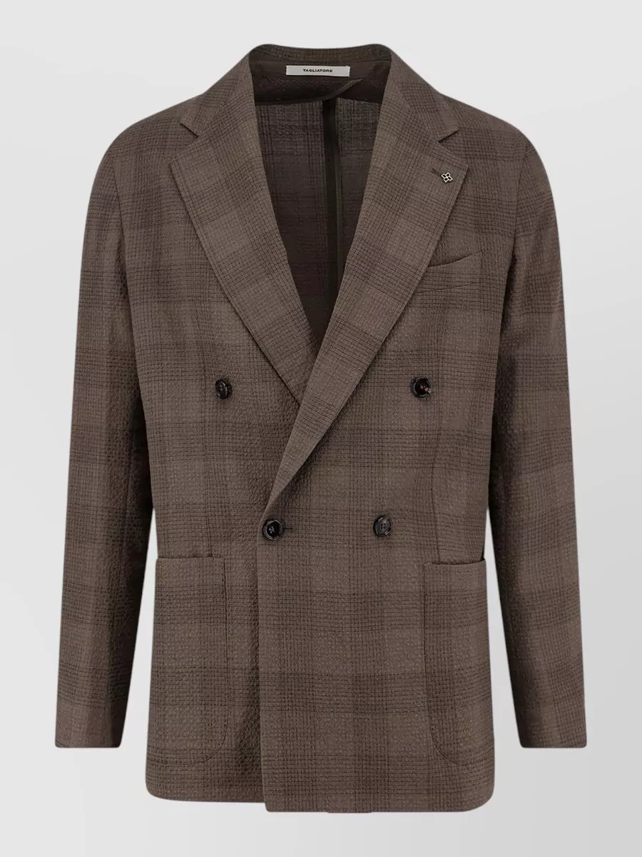 Tagliatore madras double-breasted blazer