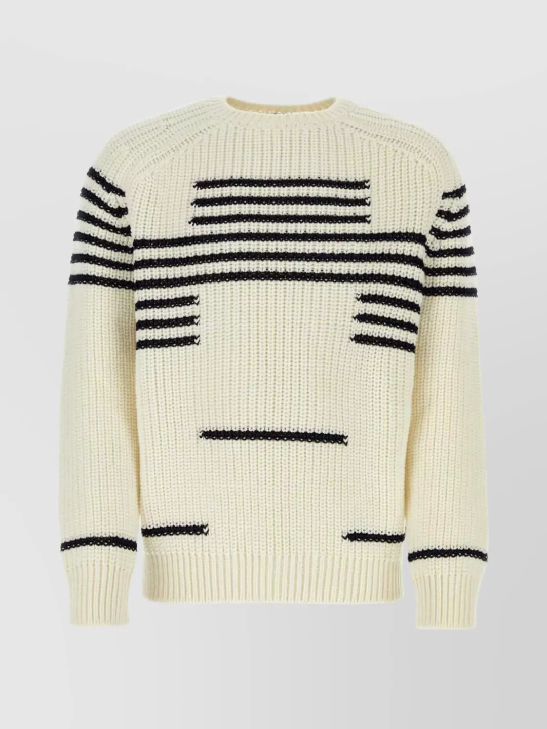 Shop Loewe Striped Ribbed Crewneck Sweater