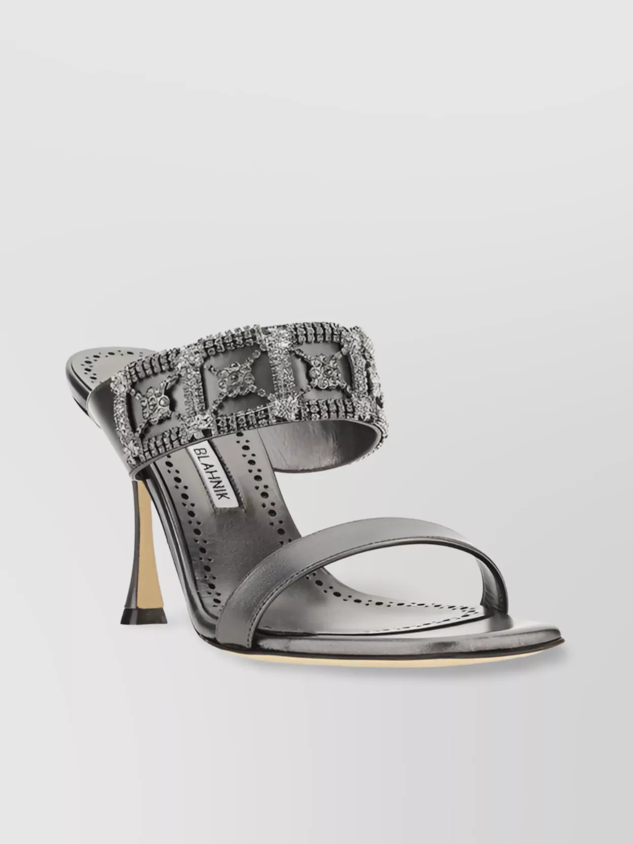 Manolo Blahnik Sandals Almond Toe Jewel Detail In Gray