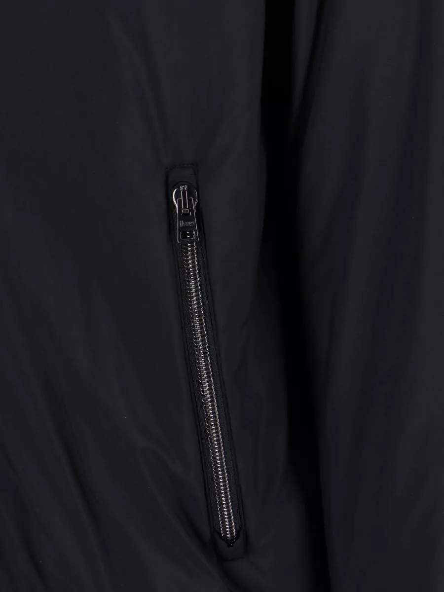 Herno Jacket High Collar Side Zip Pockets In Black