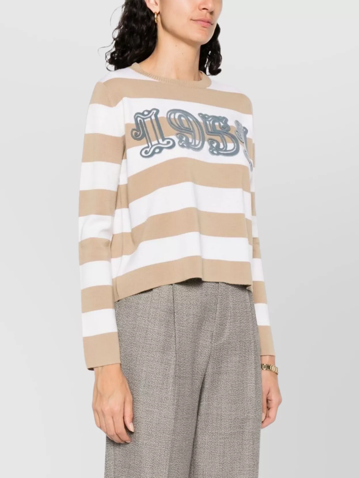 Max Mara Striped Wool Crew Neck Sweater