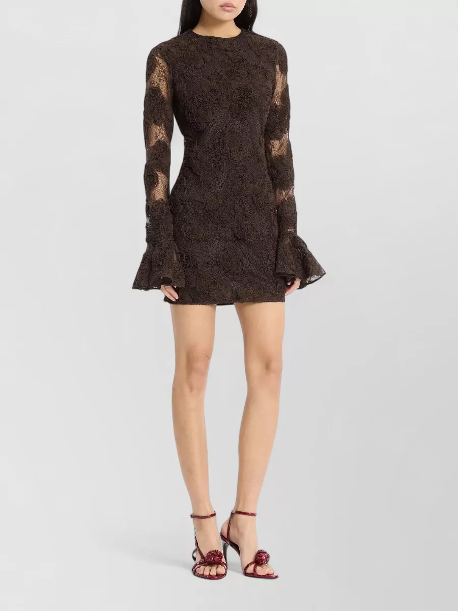 Rotate floral-embellished long-sleeve mini dress