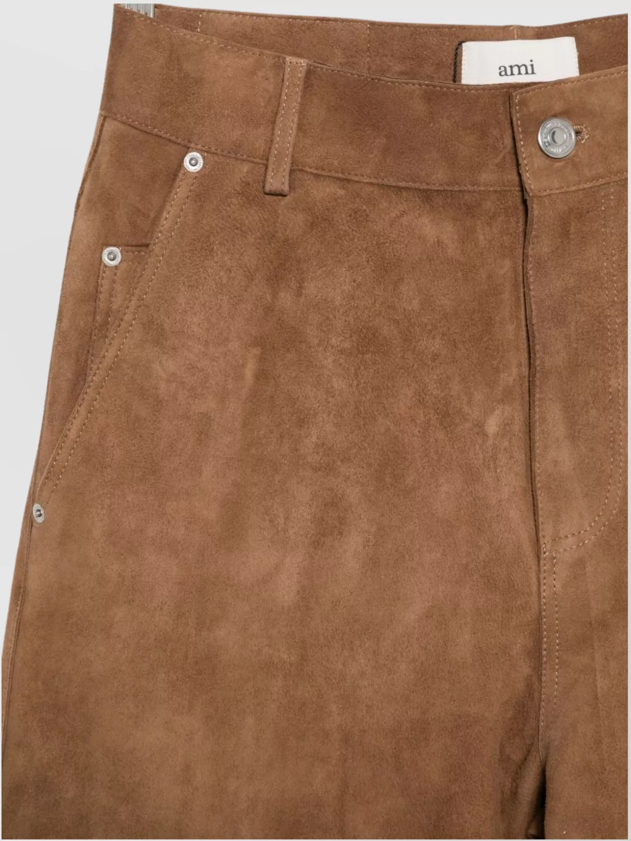 Ami Paris Goat Suede Wide-Leg Trousers Pockets