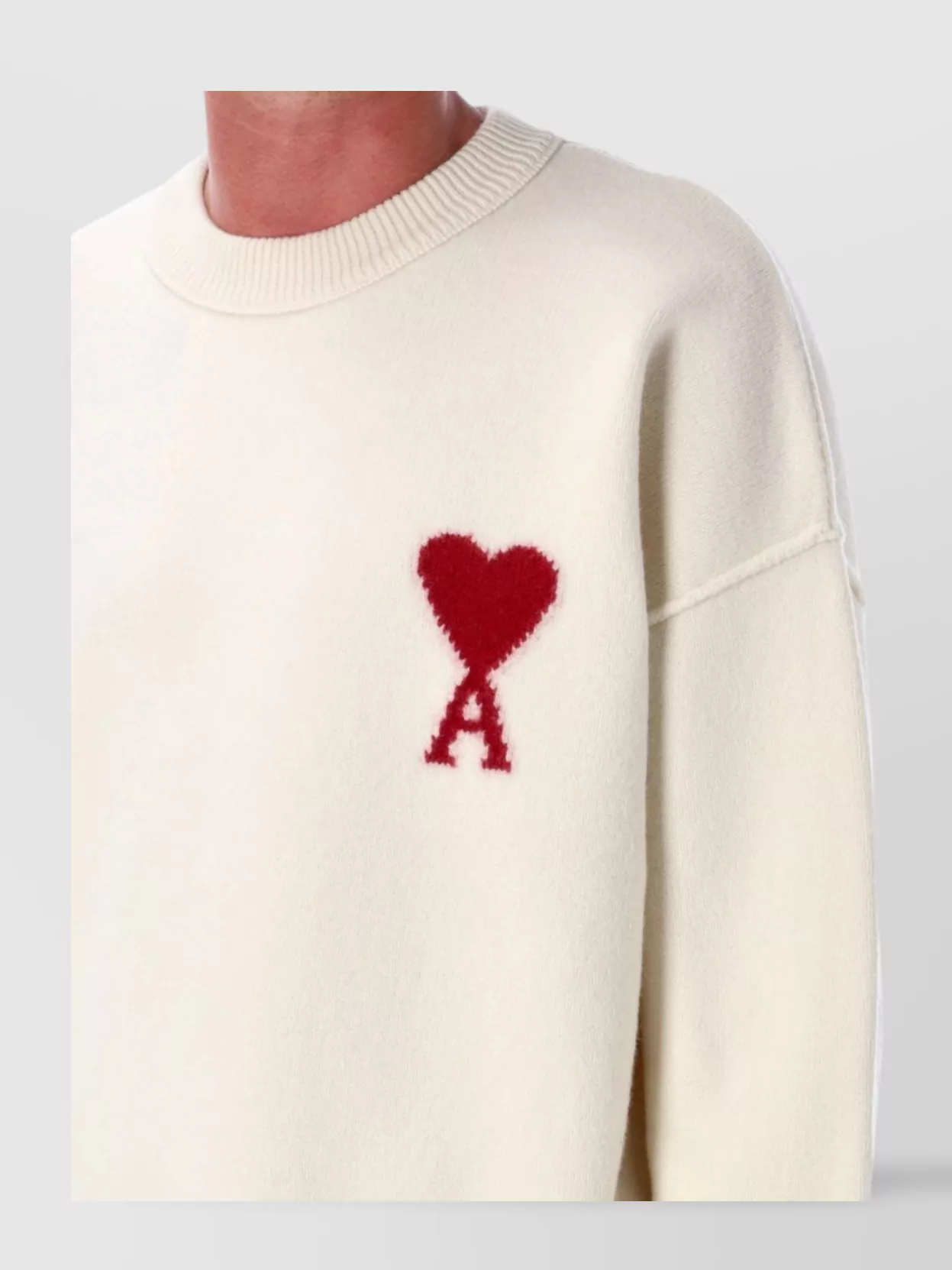 Ami Alexandre Mattiussi Ami Paris Ami Heart Design Wool Sweater In Intarsia Knit In White