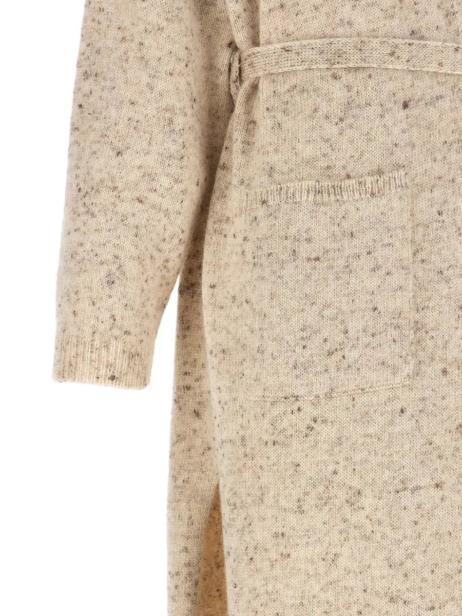 Fabiana Filippi Wool Alpaca Mohair Belted V-Neck Long Cardigan