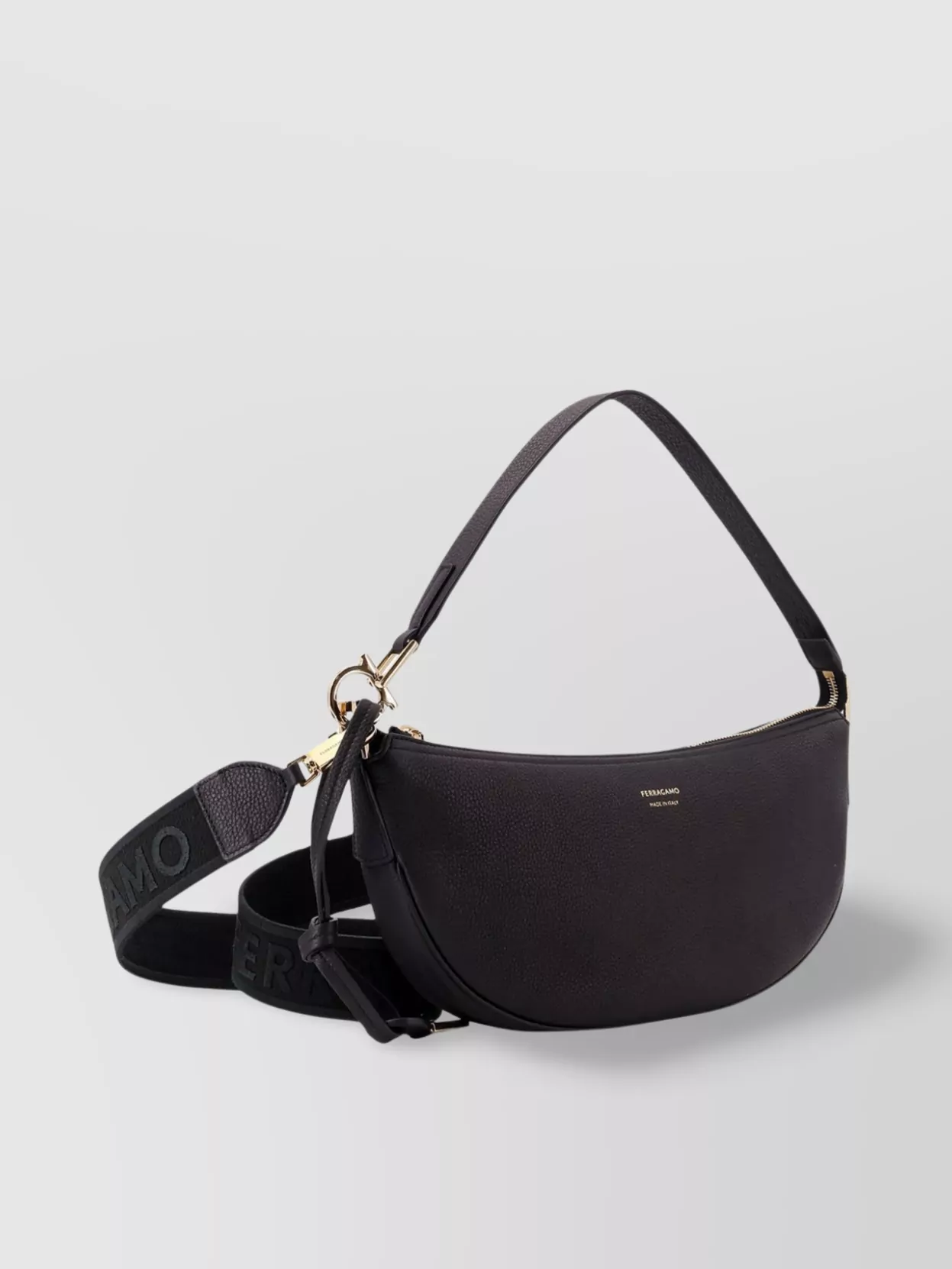 Shop Ferragamo Curved Leather Shoulder Bag