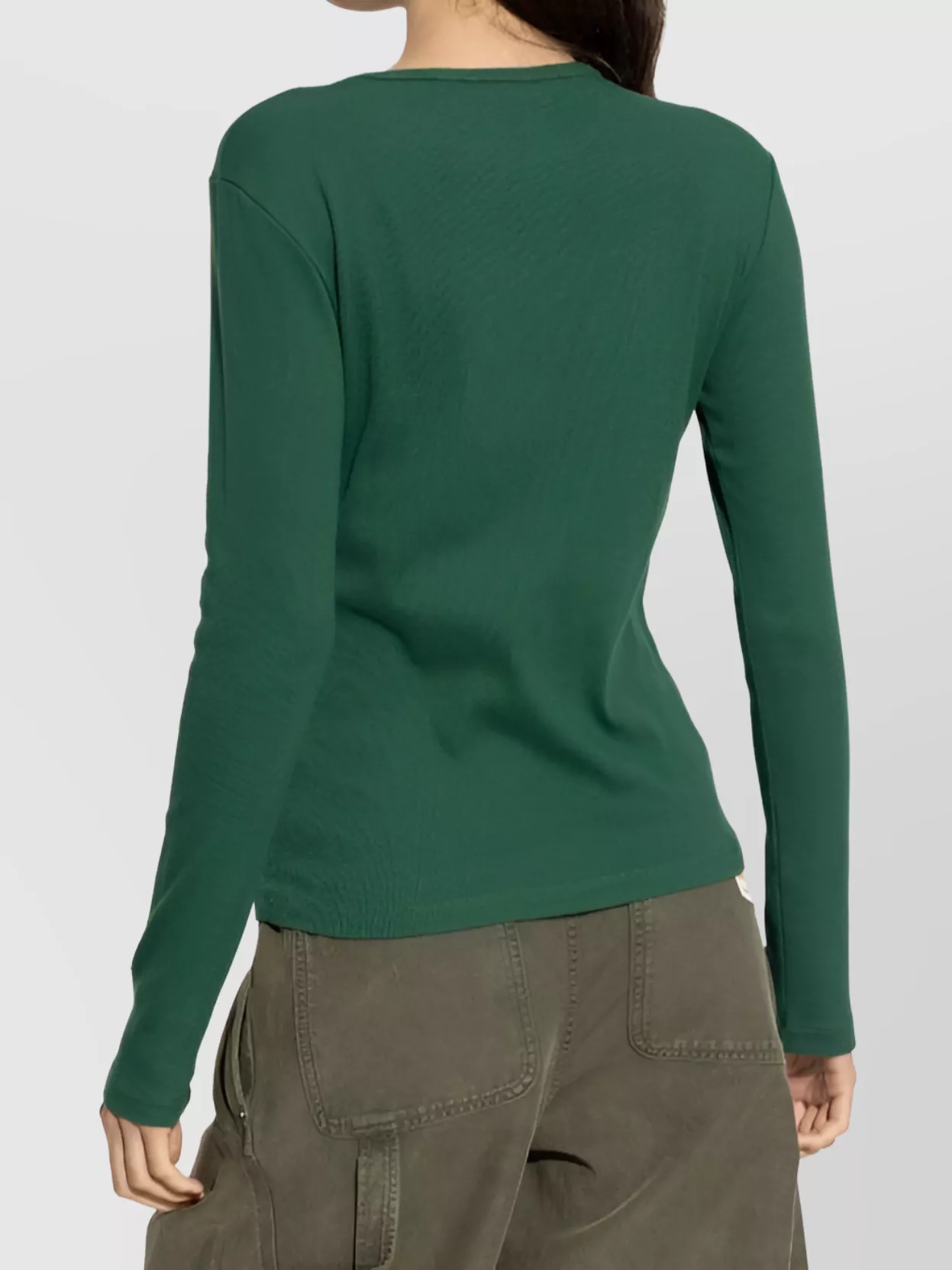 Jw Anderson Long Sleeve Ribbed Anchor Embroidery Top In Green