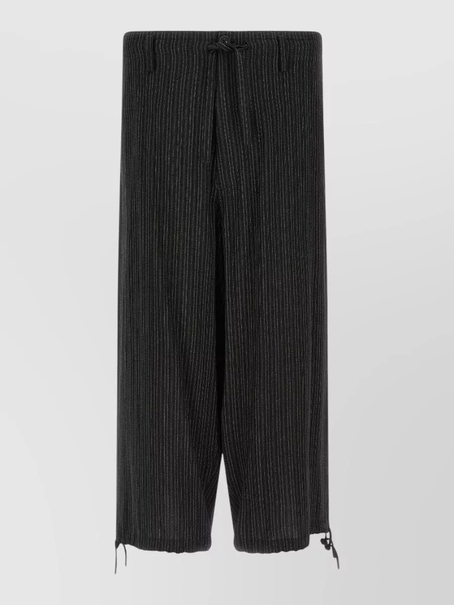 Yohji Yamamoto Pinstriped Cropped Wide-Leg Trousers