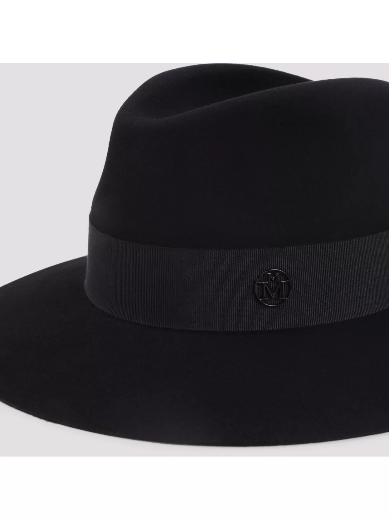 Maison Michel Wide Brim Wool Hat With Ribbon Band
