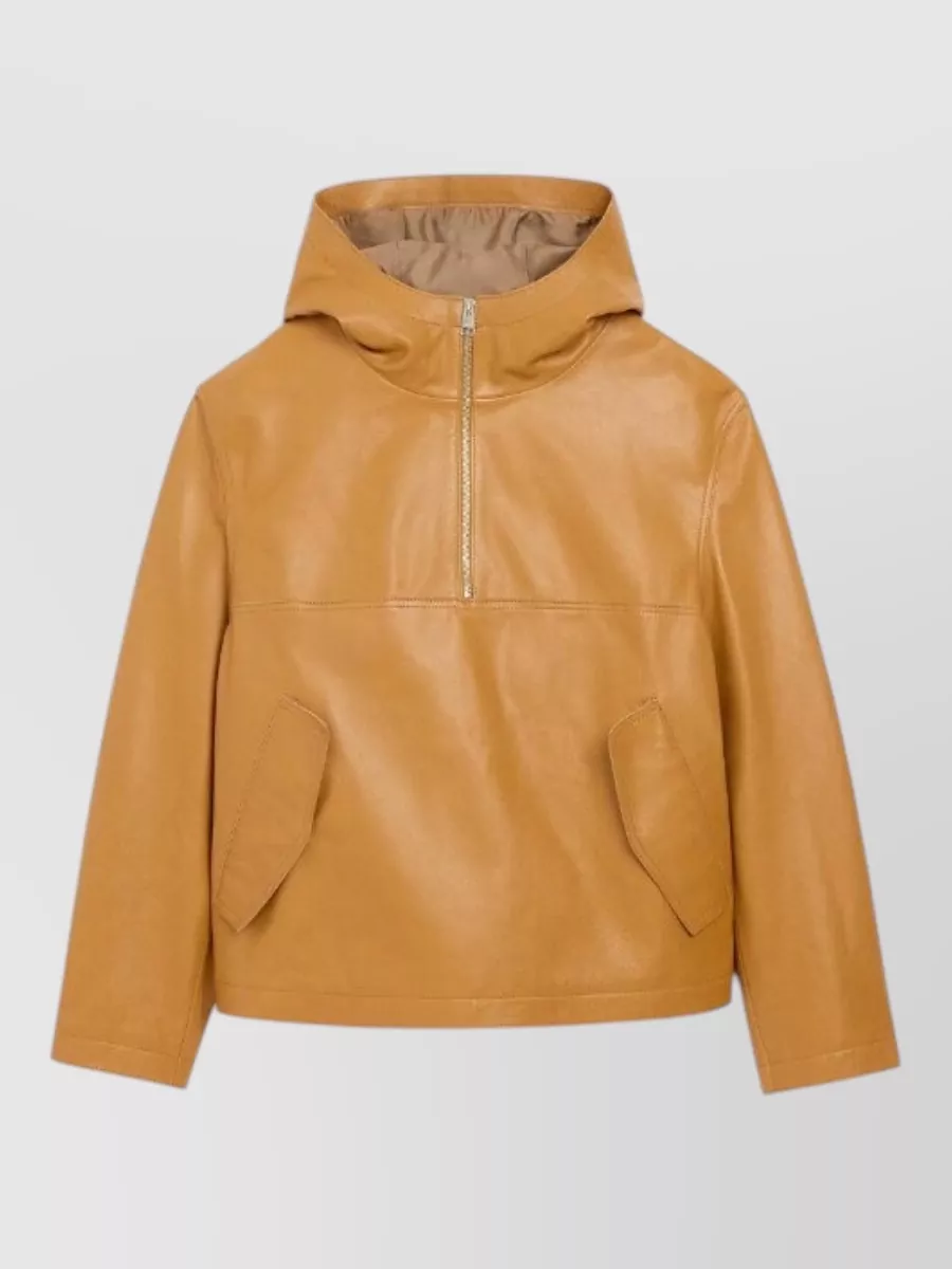 Ami Paris Hooded leather coat