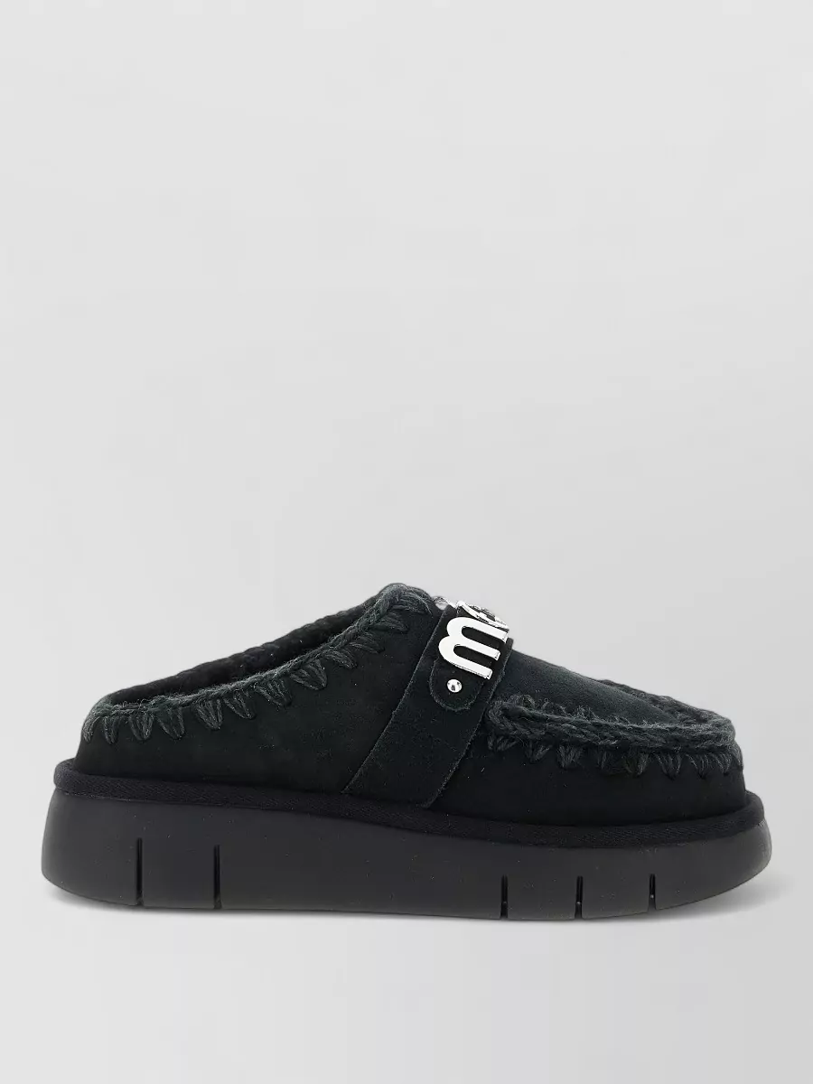 Mou Lamb Leather Clog Slippers