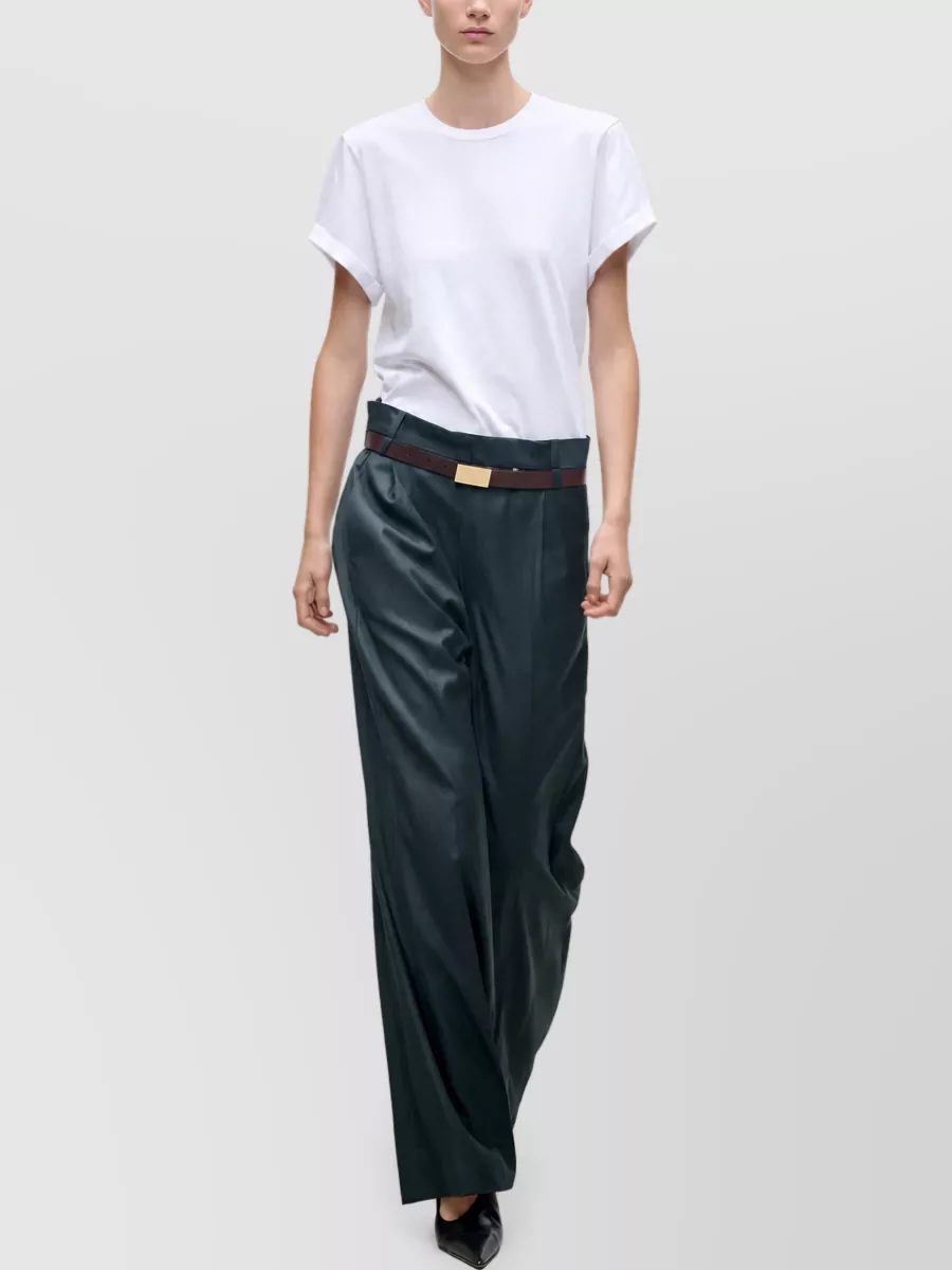 Victoria Beckham Virgin Wool Pleated Wide-Leg Suit Trousers