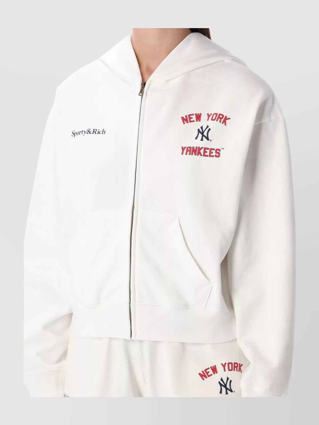 Sporty & Rich Cropped Hoodie With Hood And Long Sleeves