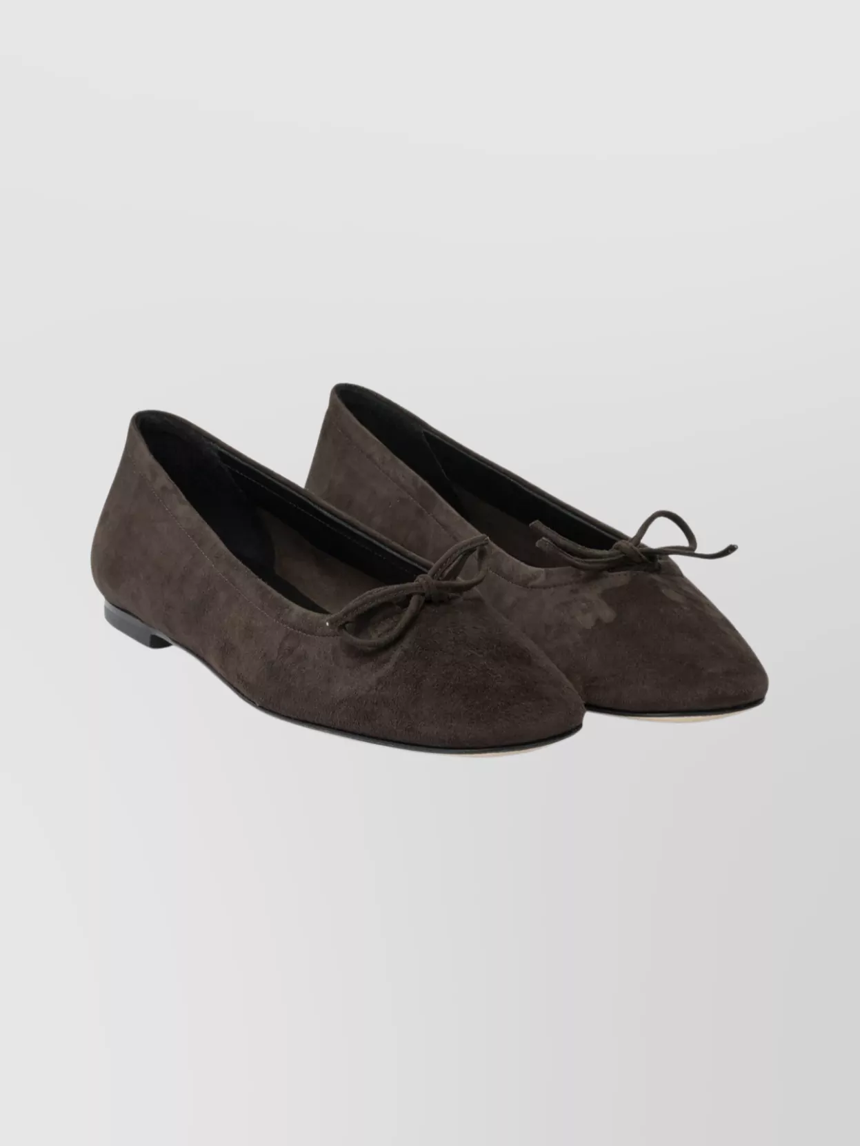 Aeyde Suede Ballerina Shoes Bow Detail In Brown