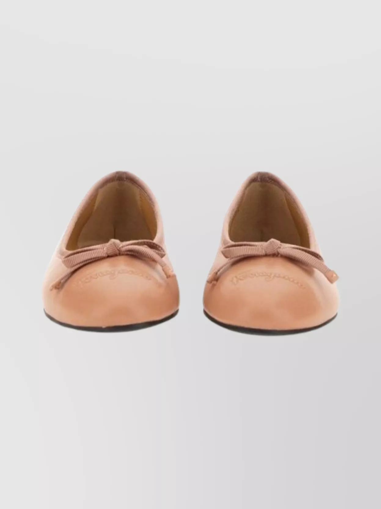 Ferragamo Nappa Ballerina Shoes Bow Detail In Orange