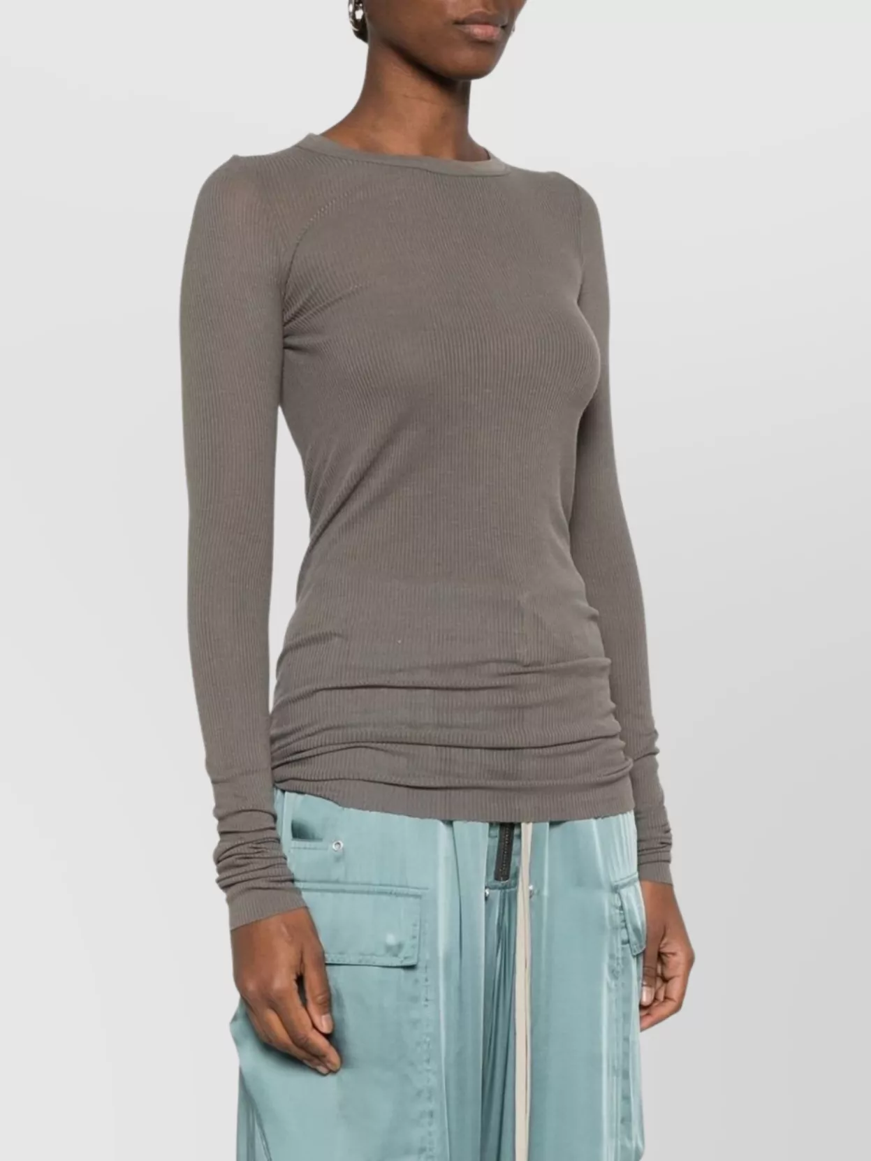 Rick Owens Ribbed Crew Neck Sweater With Extra-long Sleeves