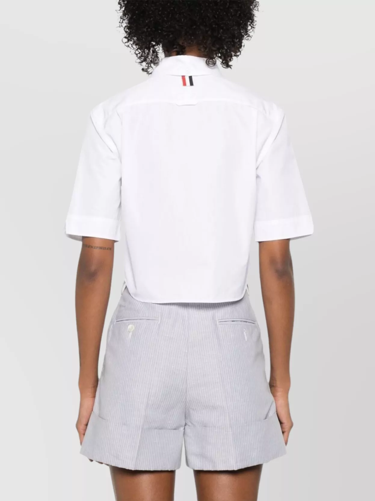 Thom Browne Cropped Shirt Featuring Button-down Collar In White