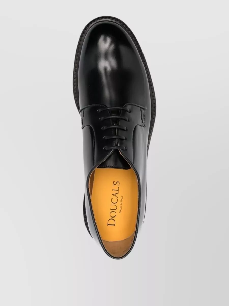 Doucal's Calfskin Leather Derby Shoes