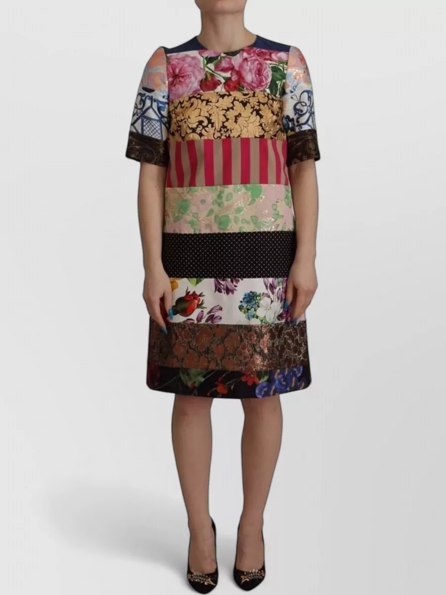 Dolce&Gabbana silk floral patchwork knee-length dress
