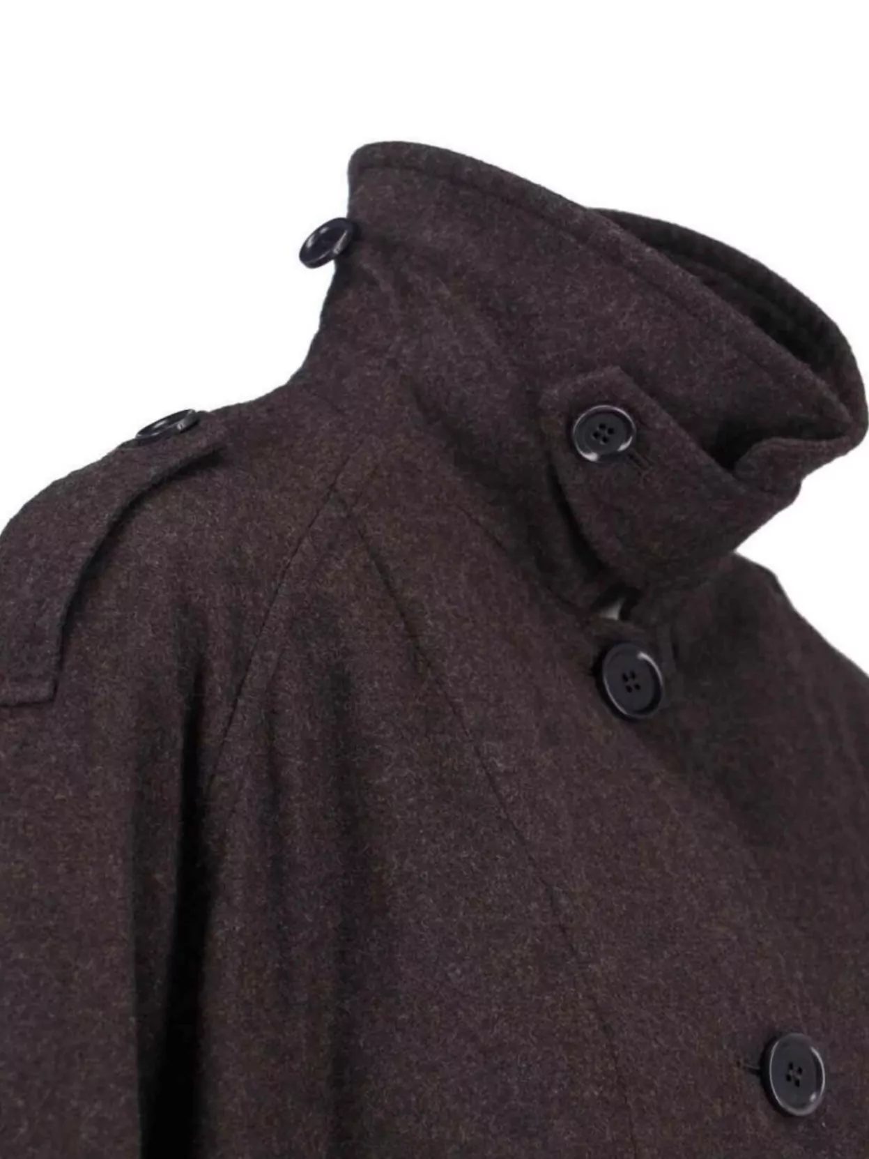 Aspesi Long High Collar Jacket With Belted Waist In Brown