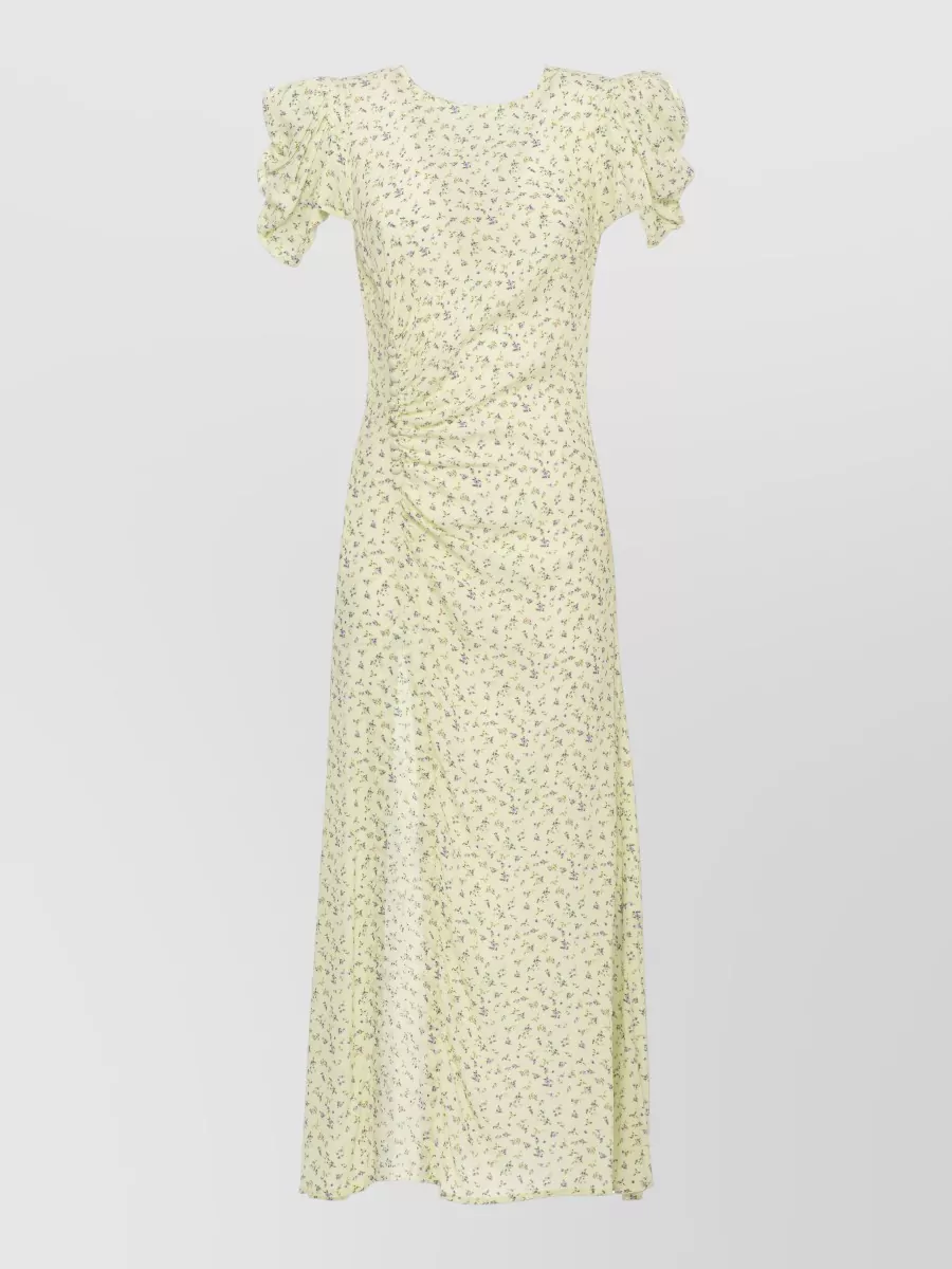 Mar De Margaritas Floral-Print Draped Midi Dress