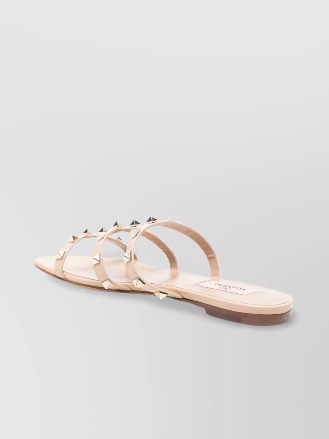 Valentino Flat Studded Leather Sandals With Open Toe