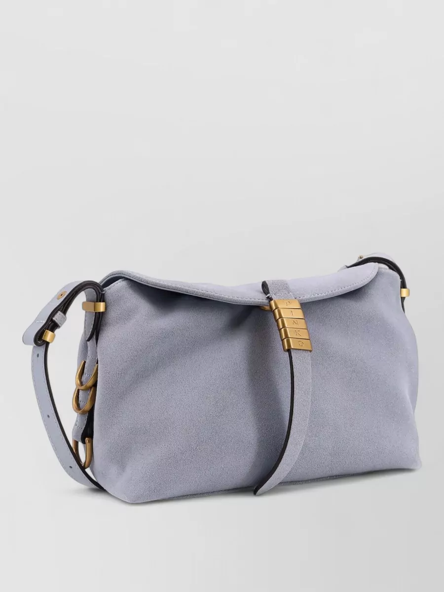 Pinko Shoulder Bag Suede Finish Adjustable Strap