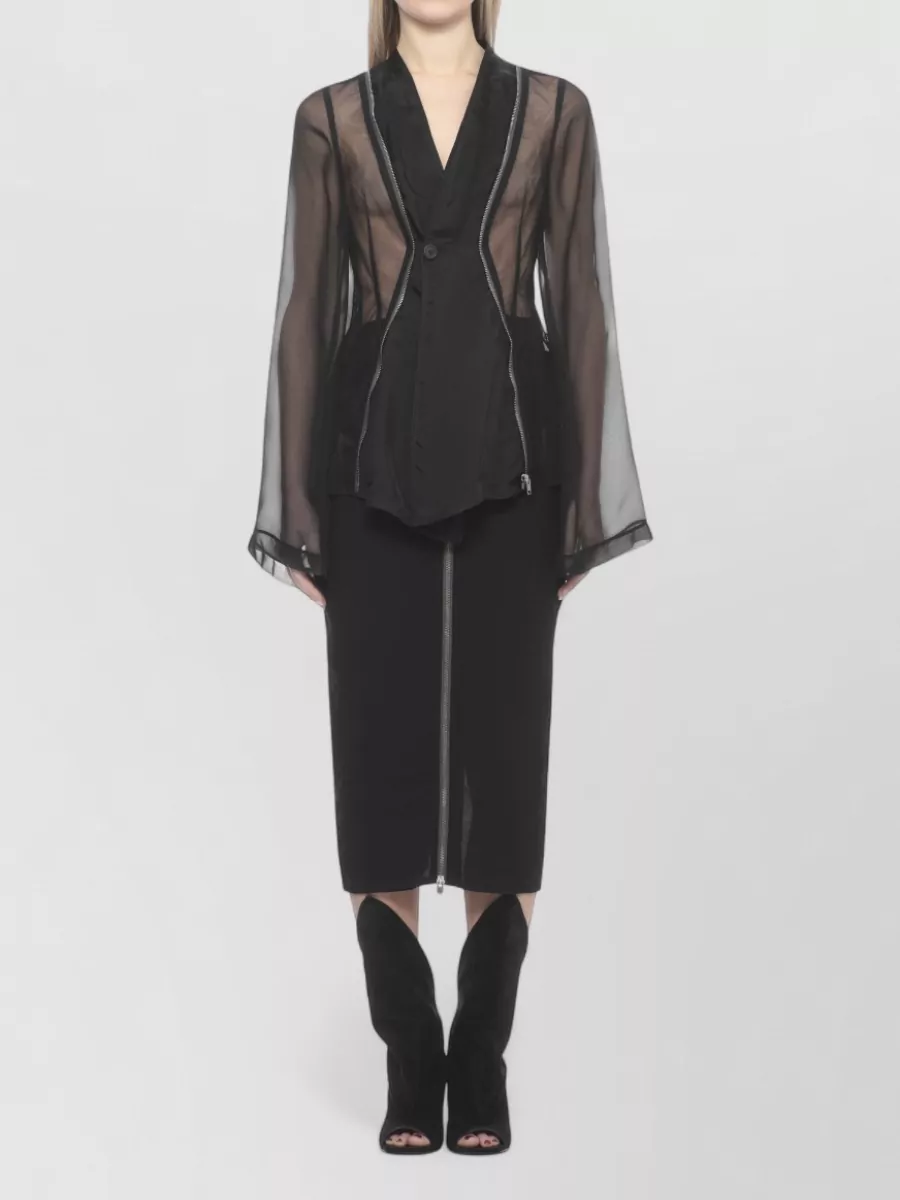 Rick Owens Long-Sleeve V-Neck Blazer