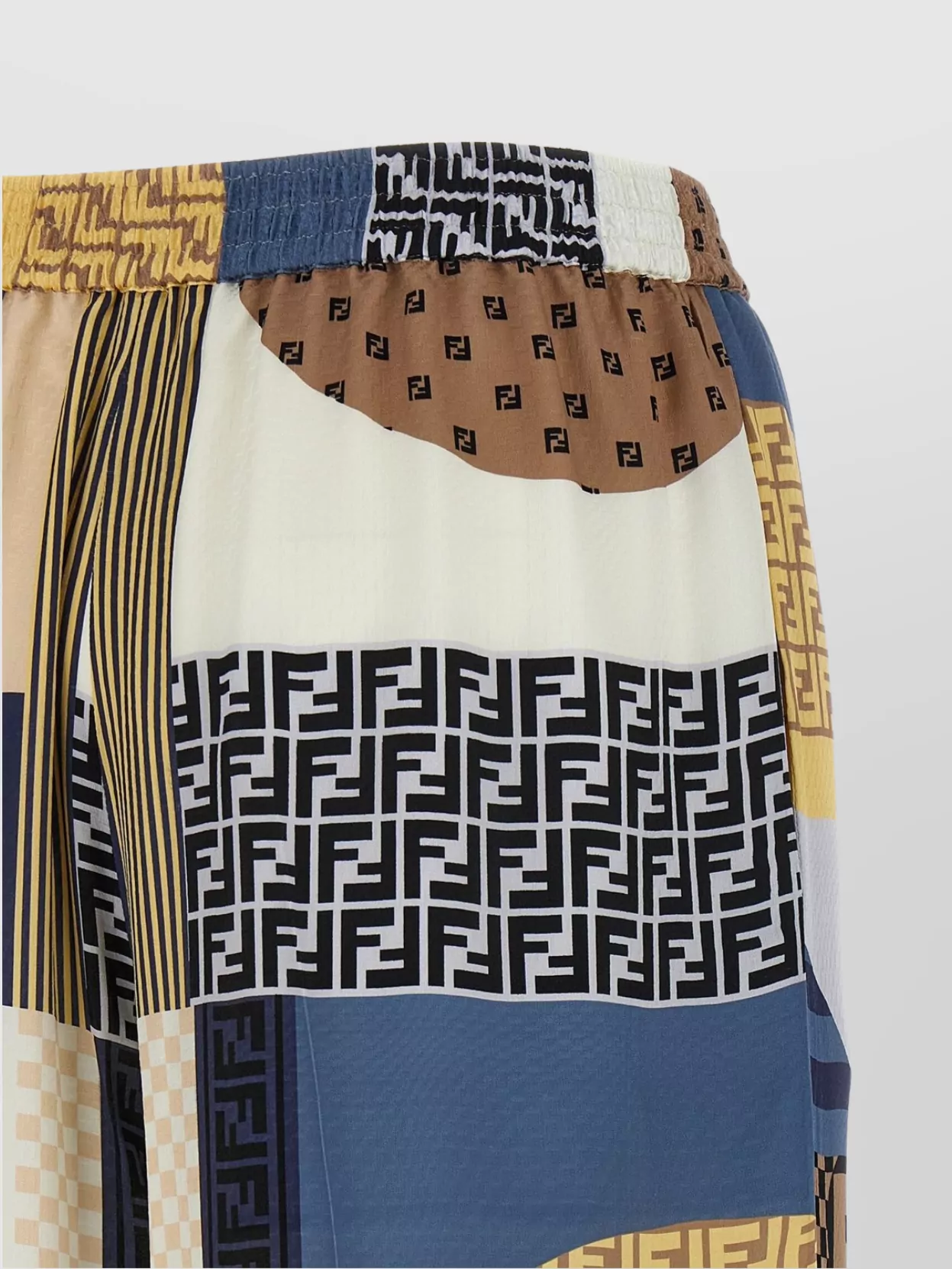 Fendi Patchwork Print Silk Flowing Pyjama Trousers Clothing In Multi